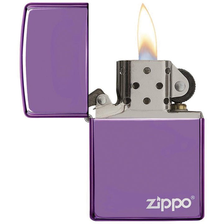 Zippo Windproof Lighter Classic High Polish Purple Zippo Logo - Clinch River Fishing USA