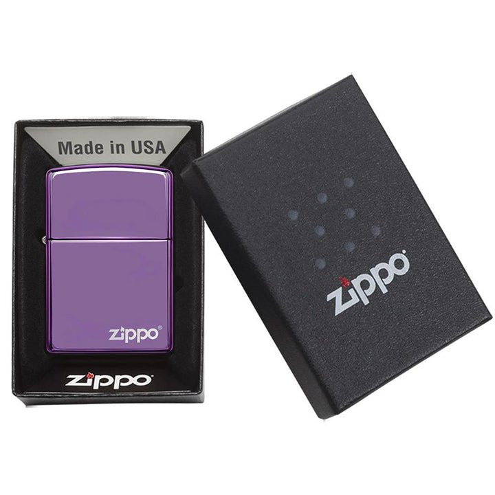 Zippo Windproof Lighter Classic High Polish Purple Zippo Logo - Clinch River Fishing USA