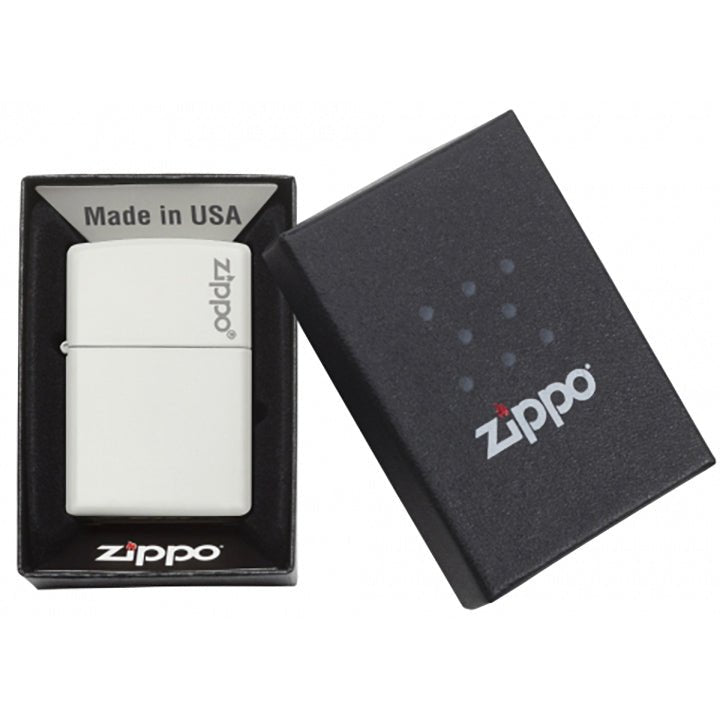 Zippo Windproof Lighter Classic White Matte Zippo Logo - Clinch River Fishing USA