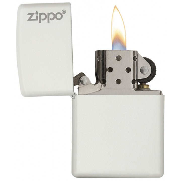 Zippo Windproof Lighter Classic White Matte Zippo Logo - Clinch River Fishing USA