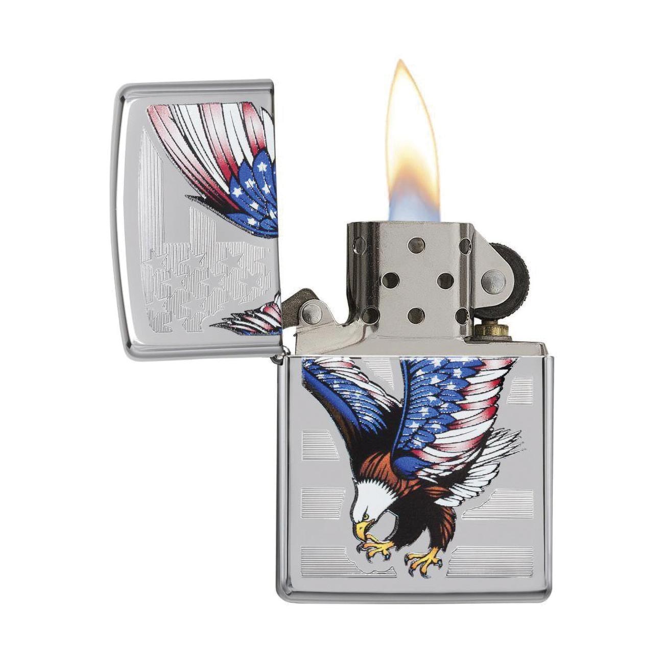 Zippo Windproof Lighter E - star Award W/patriotic Eagle Flag High Polish Chrome - Clinch River Fishing USA