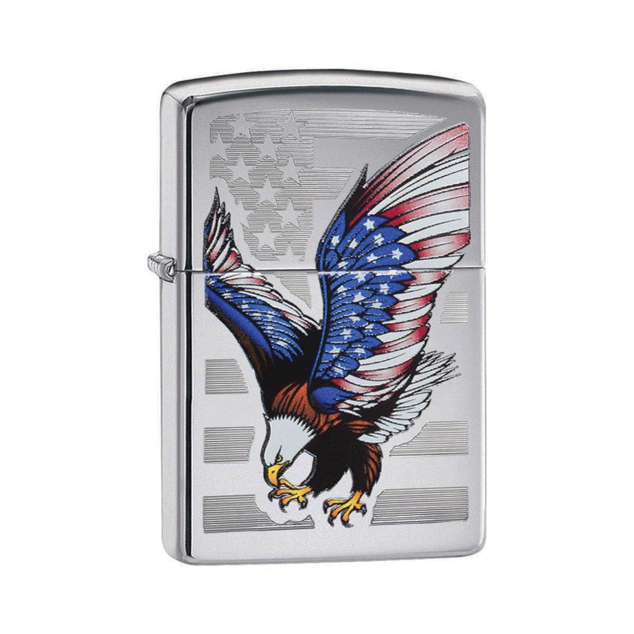Zippo Windproof Lighter E - star Award W/patriotic Eagle Flag High Polish Chrome - Clinch River Fishing USA