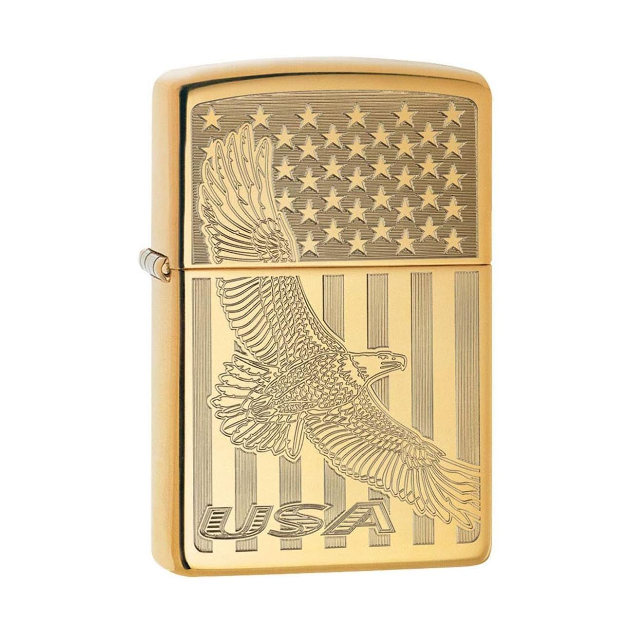 Zippo Windproof Lighter Flying Eagle Engraved High Polish Brass - Clinch River Fishing USA