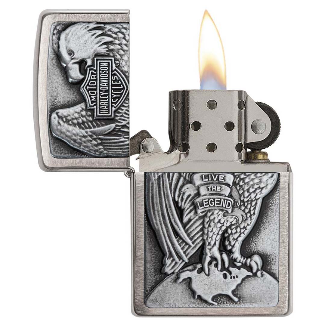 Zippo Windproof Lighter Harley - davidson Eagle Wings Live The Legend - Clinch River Fishing USA