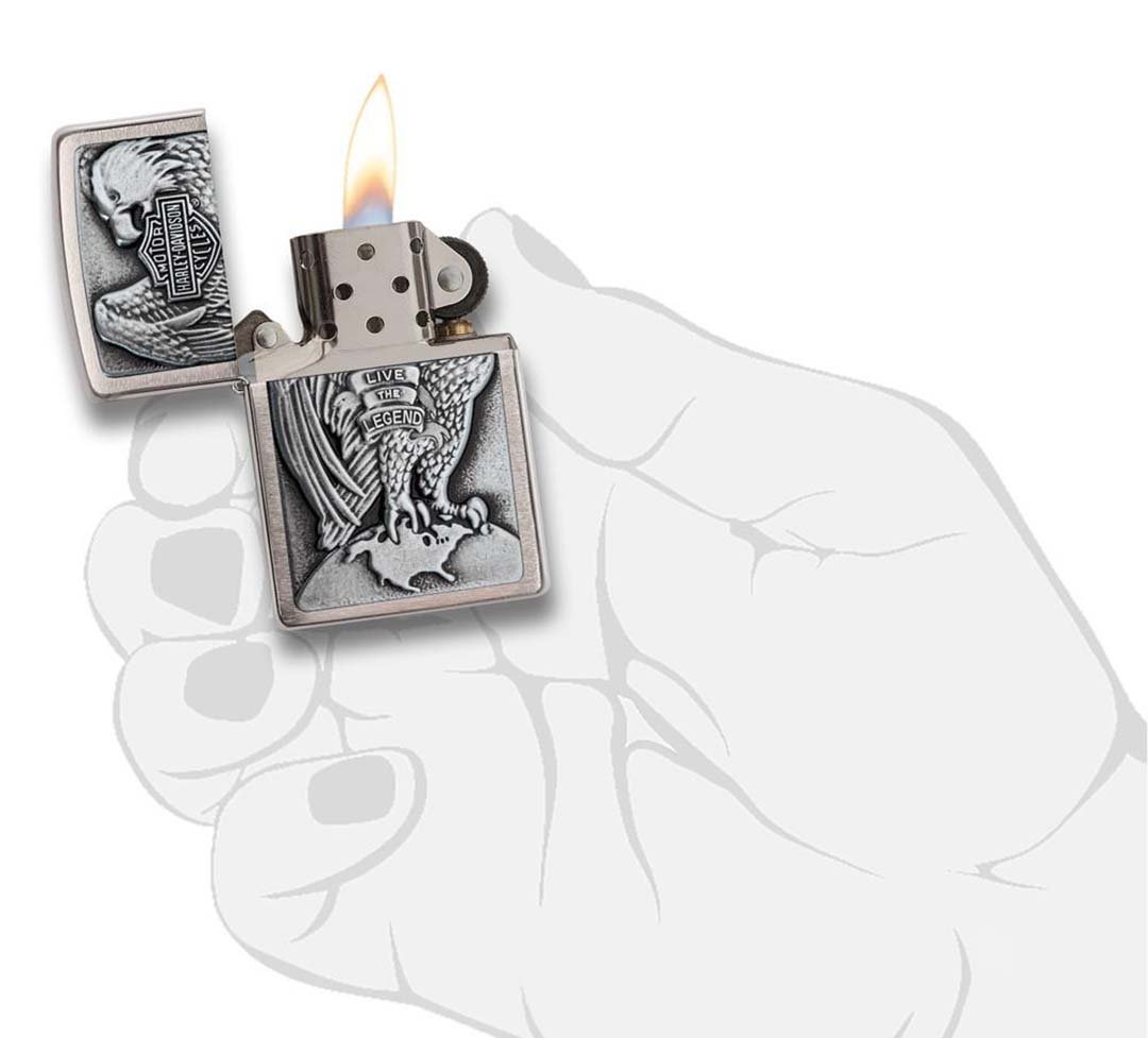 Zippo Windproof Lighter Harley - davidson Eagle Wings Live The Legend - Clinch River Fishing USA