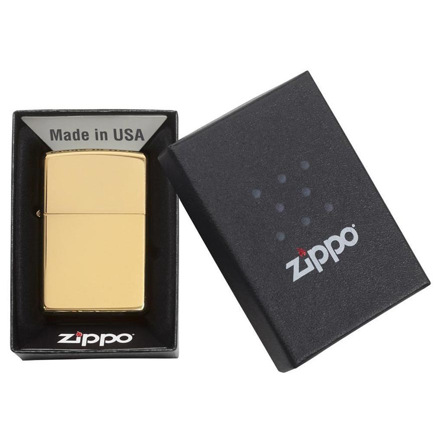 Zippo Windproof Lighter High Polish Brass w/o Solid Brass EngravedHigh Polish Brass - Clinch River Fishing USA