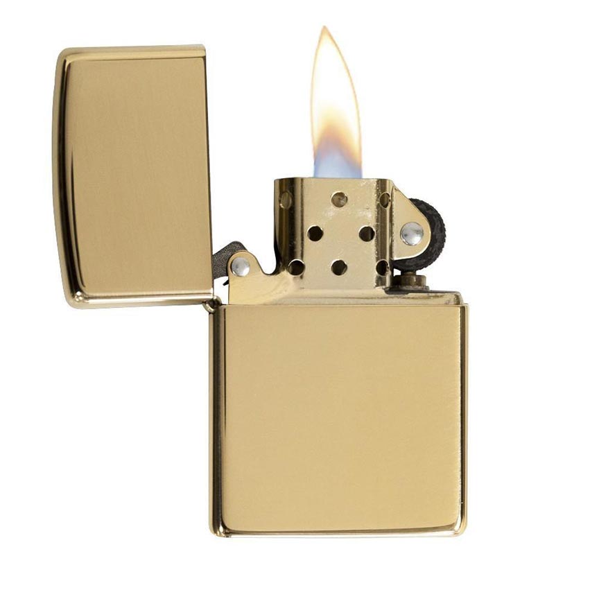 Zippo Windproof Lighter High Polish Brass w/o Solid Brass EngravedHigh Polish Brass - Clinch River Fishing USA