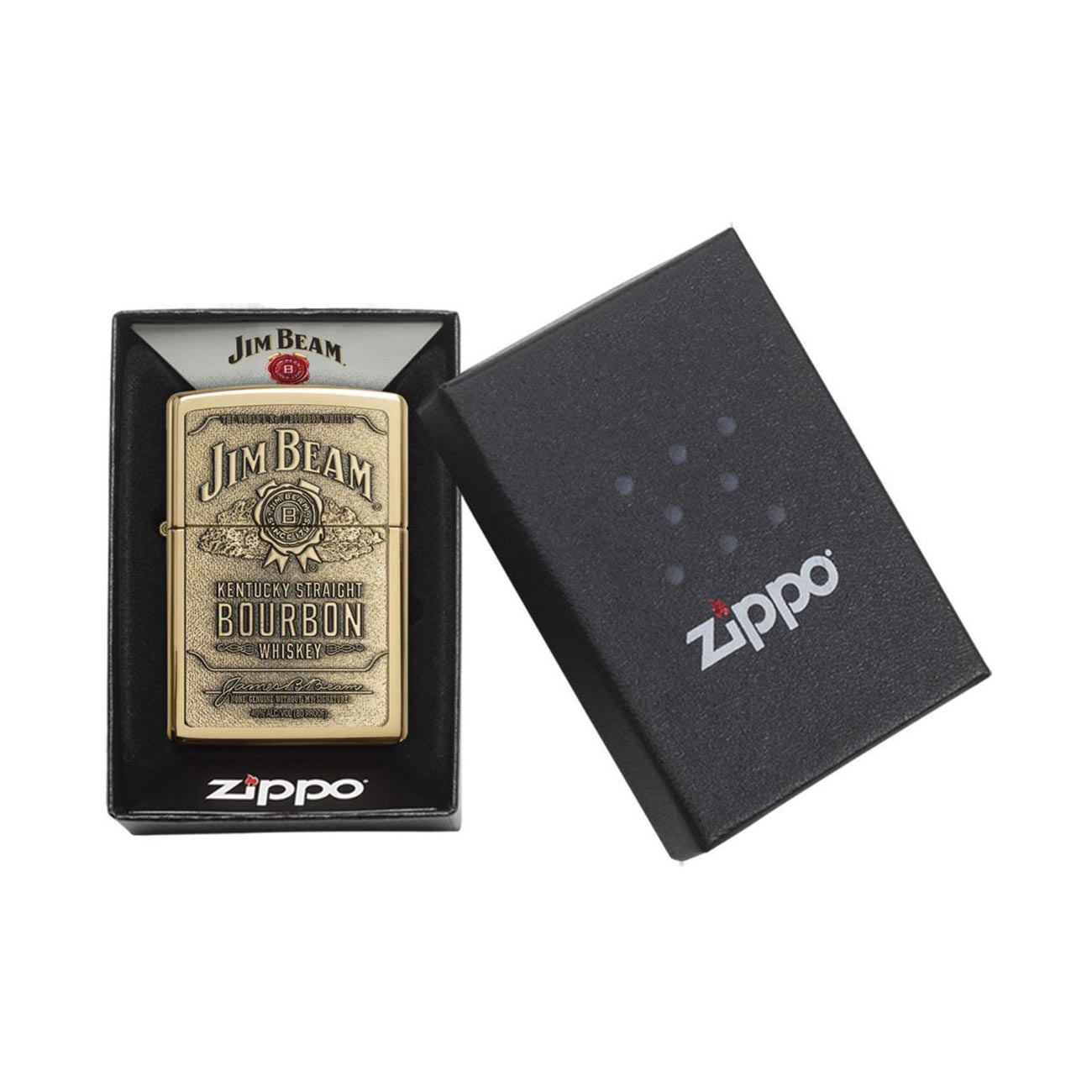 Zippo Windproof Lighter Jim Beam Brass Emblem High Polish Brass - Clinch River Fishing USA