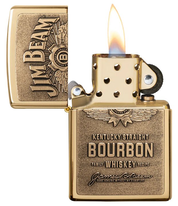 Zippo Windproof Lighter Jim Beam Brass Emblem High Polish Brass - Clinch River Fishing USA