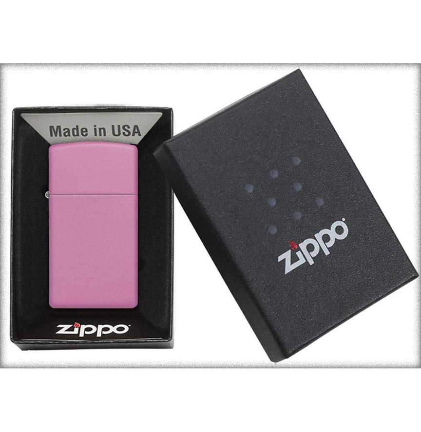 Zippo Windproof Lighter Pink Matte Slim - Clinch River Fishing USA