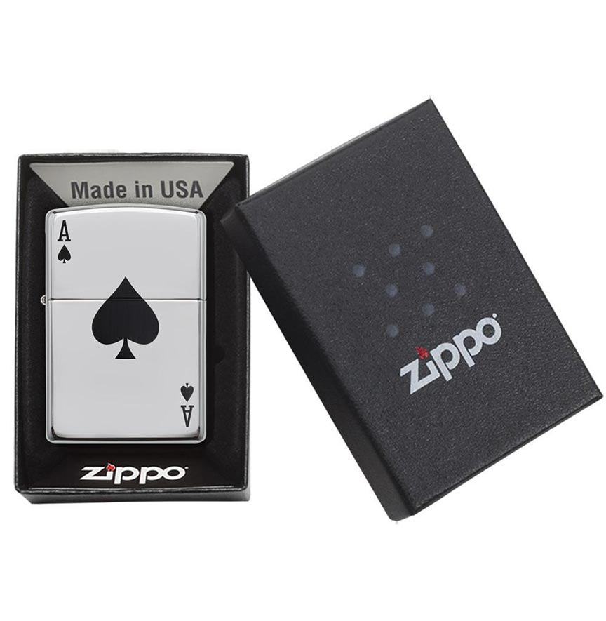 Zippo Windproof Lighter Simple Spade Design High Polish Chrome - Clinch River Fishing USA