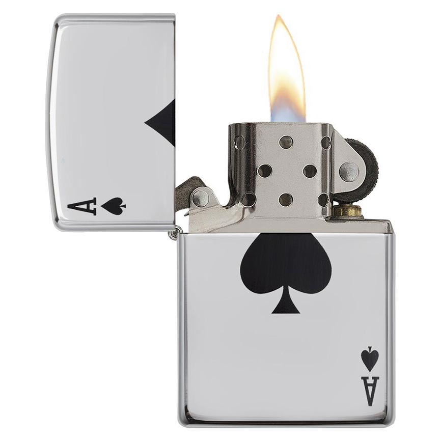 Zippo Windproof Lighter Simple Spade Design High Polish Chrome - Clinch River Fishing USA