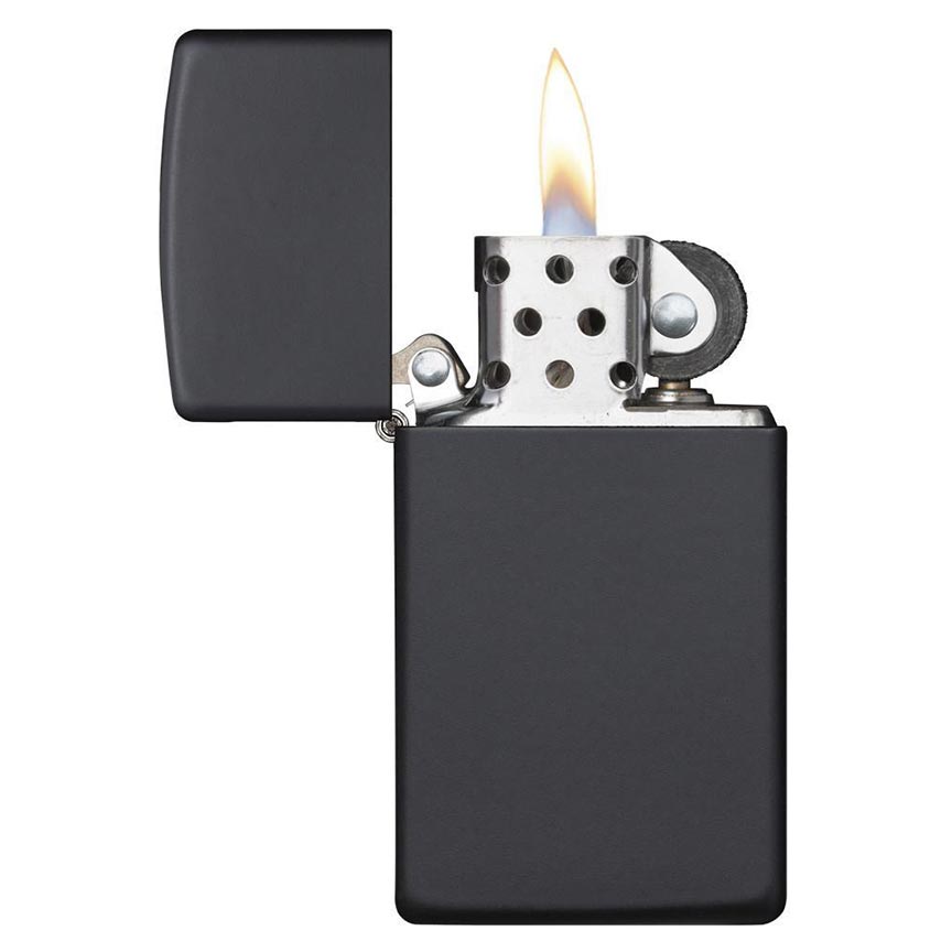 Zippo Windproof Lighter Slim Black Matte - Clinch River Fishing USA