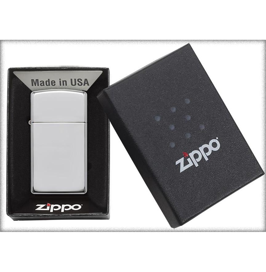 Zippo Windproof Lighter Slim Case High Polish Sterling Silver - Clinch River Fishing USA