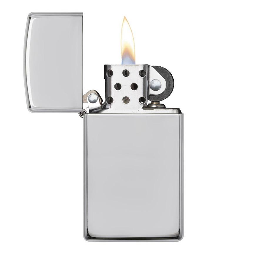 Zippo Windproof Lighter Slim Case High Polish Sterling Silver - Clinch River Fishing USA