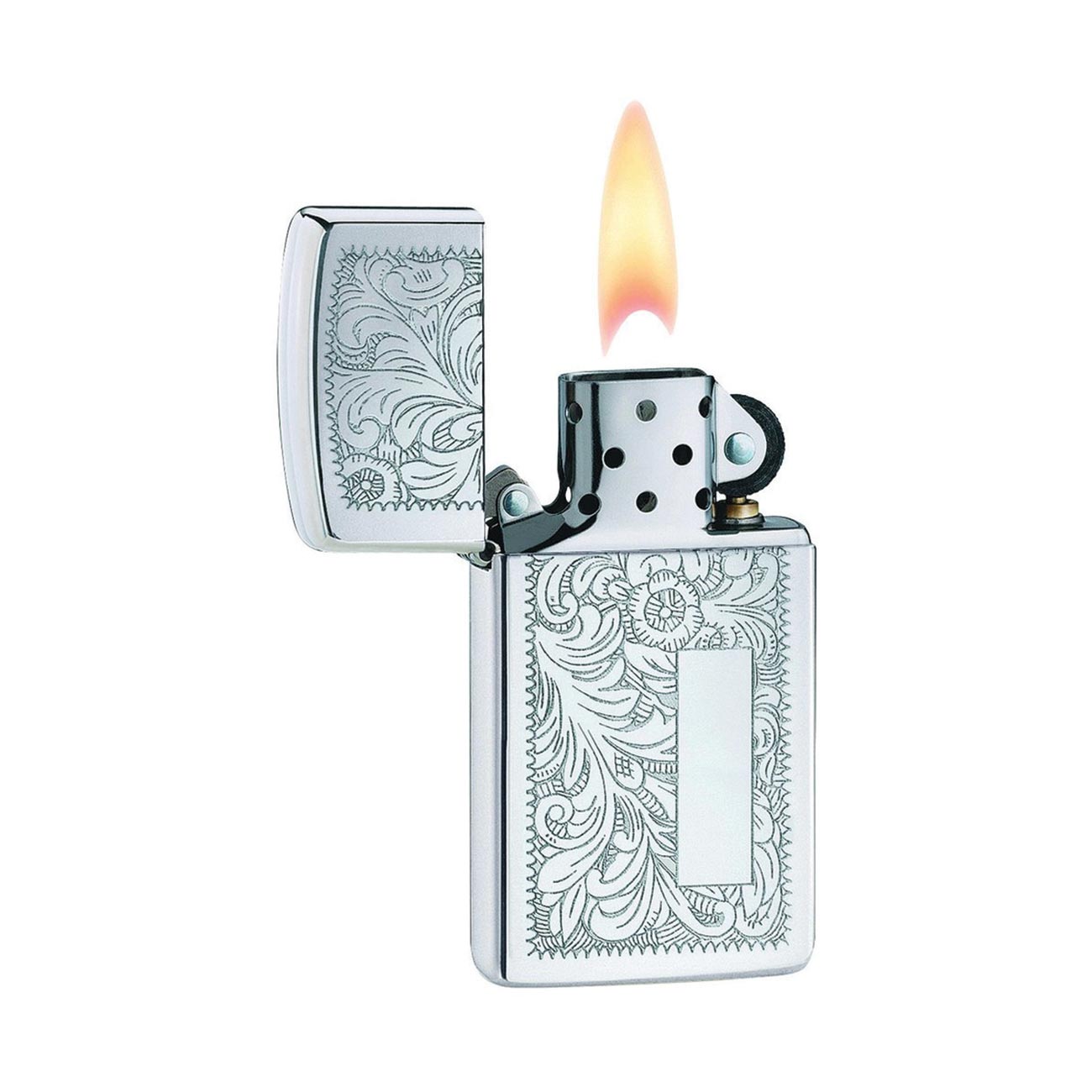 Zippo Windproof Lighter Slim Venetian Venetian Chrome Finish - Clinch River Fishing USA