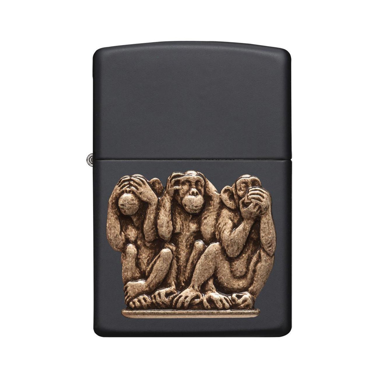 Zippo Windproof Lighter Three Monkeys Black Matte Finish - Clinch River Fishing USA