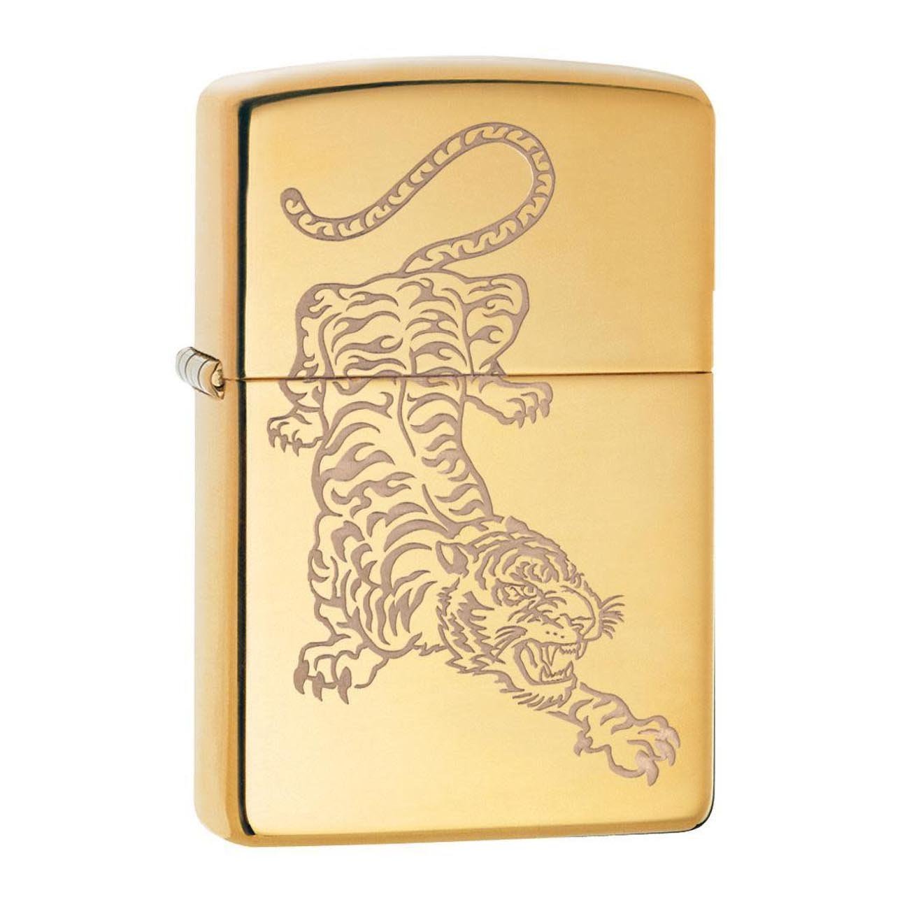 Zippo Windproof Lighter - Tiger Design Gold - Clinch River Fishing USA