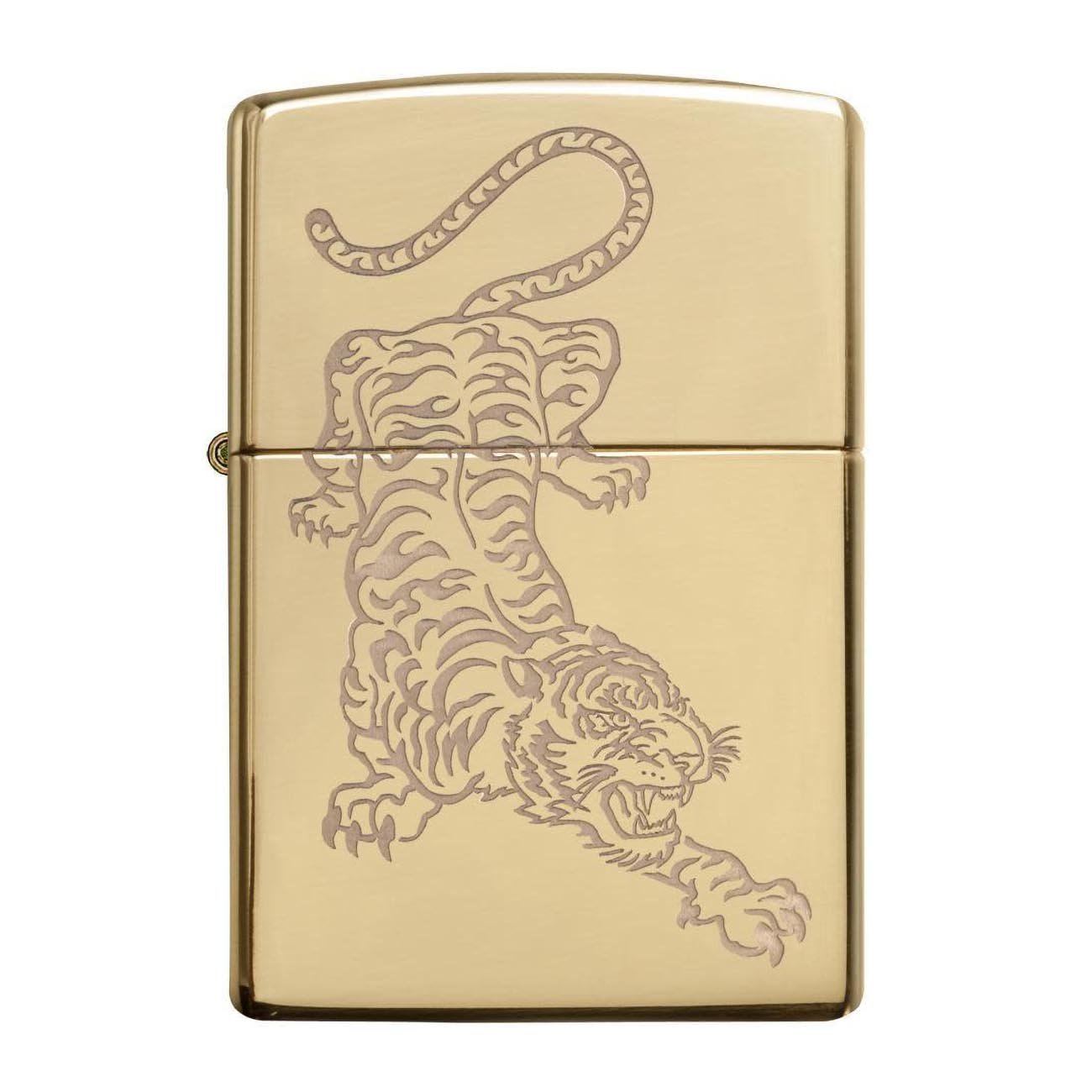 Zippo Windproof Lighter - Tiger Design Gold - Clinch River Fishing USA