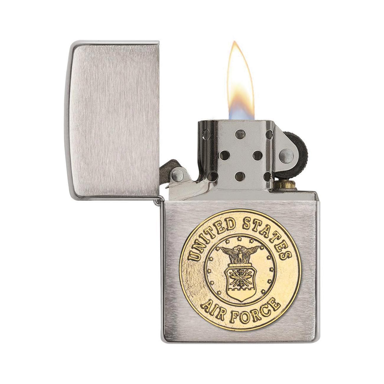 Zippo Windproof Lighter U.s. Air Force Crest Emblem Brushed Chrome - Clinch River Fishing USA