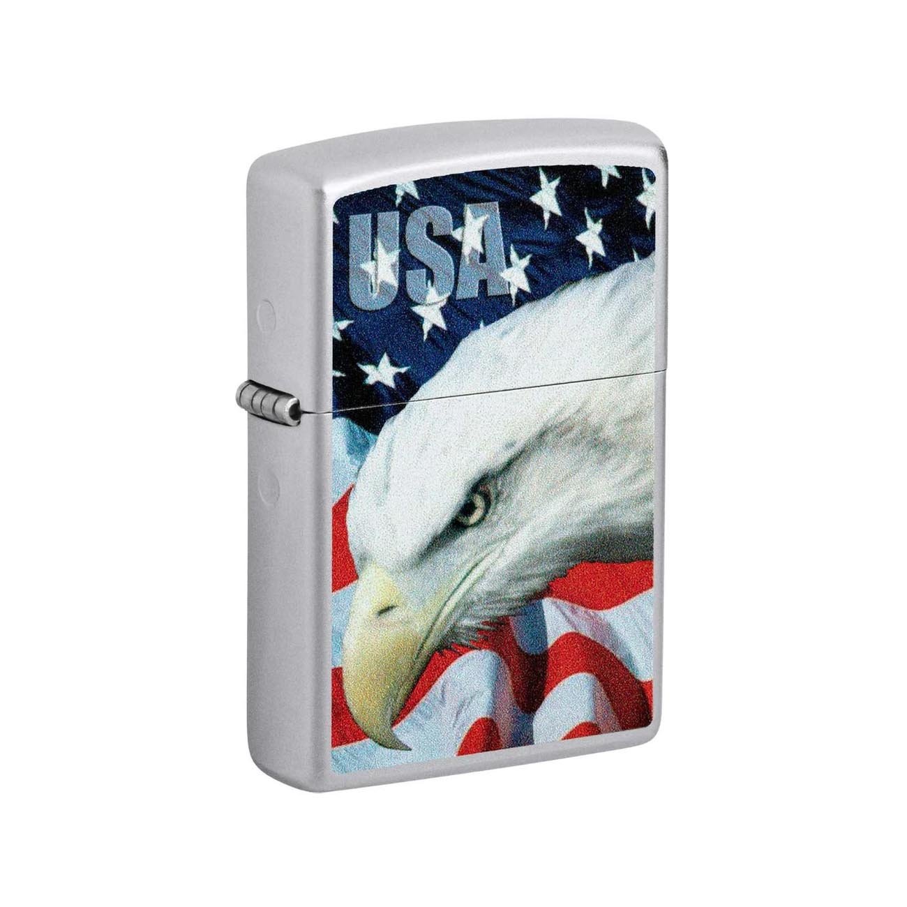Zippo Windproof Lighter USA Flag and Eagle Imprinted Street Chrome - Clinch River Fishing USA
