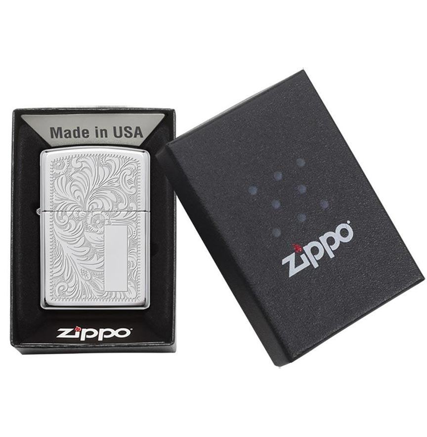 Zippo Windproof Lighter Venetian 352 High Polish Chrome - Clinch River Fishing USA