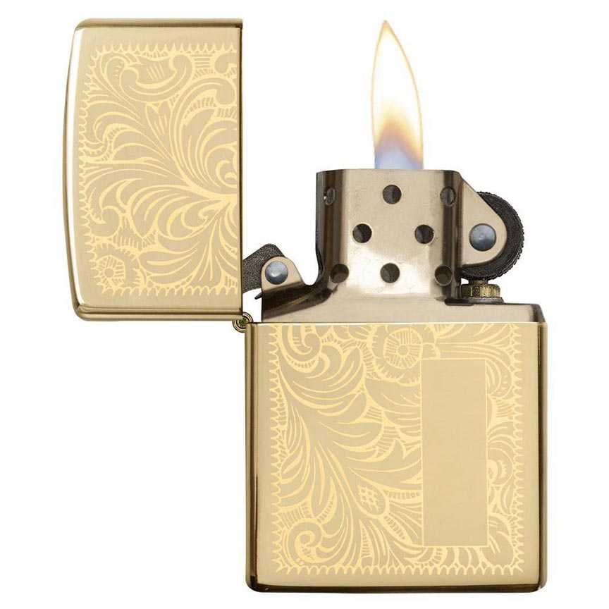 Zippo Windproof Lighter Venetian High Polish Brass (Venetian Brass) - Clinch River Fishing USA
