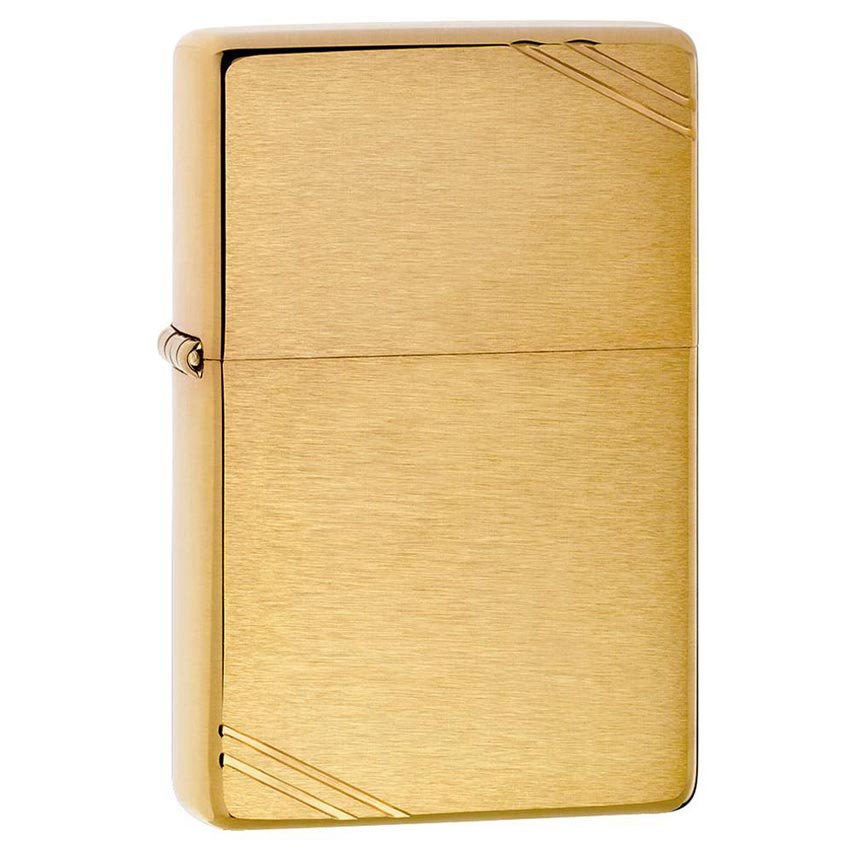 Zippo Windproof Lighter Vintage Brushed Brass W/slashes - Clinch River Fishing USA